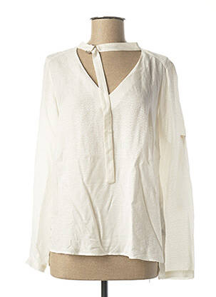 Blouse poignets boutonnés avec fente manches longues blanc IKKS femme