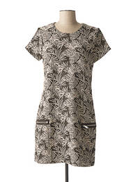 Robe courte fermeture zippée au dos manches courtes marron IKKS femme
