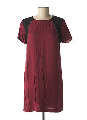 Robe courte fermeture zippée au dos manches courtes rouge IKKS femme