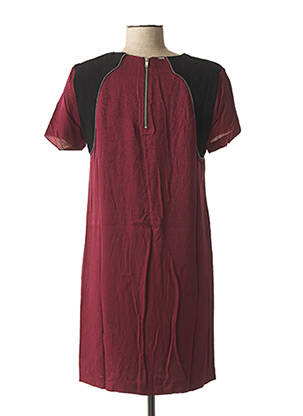 Robe courte fermeture zippée au dos manches courtes rouge IKKS femme
