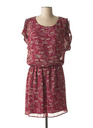 Robe mi-longue imprimé fleurs manches courtes violet IKKS femme