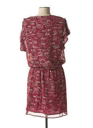 Robe mi-longue imprimé fleurs manches courtes violet IKKS femme