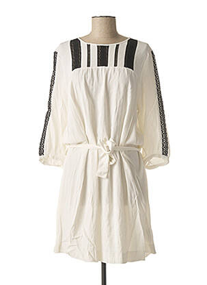 Robe mi-longue manches 3/4 manches 3/4 blanc IKKS femme