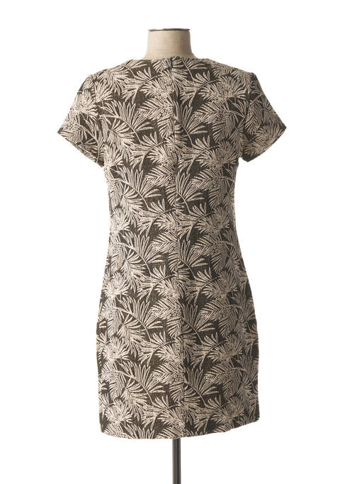 Robe courte fermeture zippée au dos manches courtes marron IKKS femme