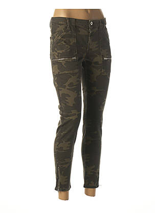 Pantalon 7/8 stretch taille normale vert IKKS femme