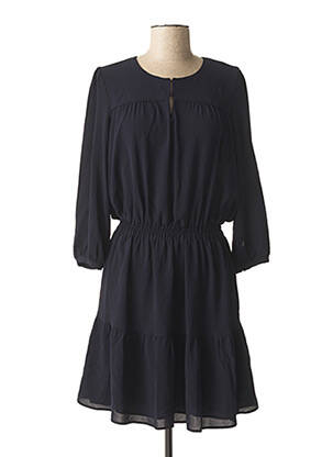 Robe mi-longue manches longues manches longues bleu IKKS femme