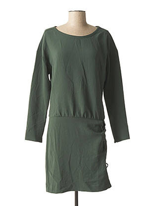 Robe mi-longue manches longues manches longues vert IKKS femme