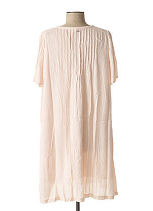 Robe mi-longue tissage crêpe manches courtes rose IKKS femme
