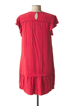 Robe mi-longue tissage crêpe manches courtes rouge IKKS femme