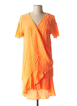 Robe mi-longue manches courtes manches courtes orange IKKS femme