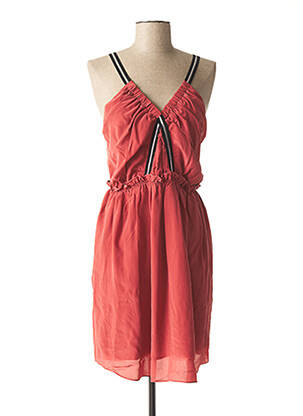 Robe mi-longue doublure fines bretelles marron IKKS femme