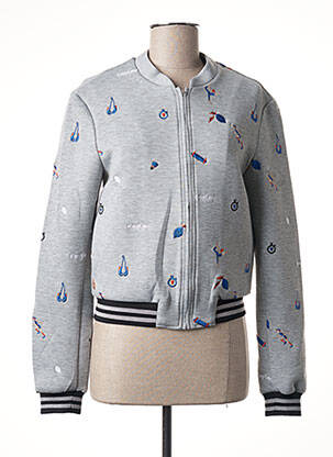 Blouson finition bords-côtes gris I.CODE (By IKKS) femme