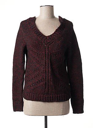 Pull finition bords-côtes manches longues rouge I.CODE (By IKKS) femme