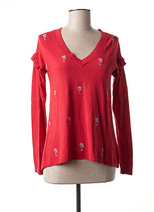 Pull finition bords-côtes manches longues rouge I.CODE (By IKKS) femme