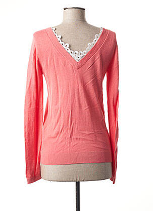 Pull finition bords-côtes manches longues rose I.CODE (By IKKS) femme