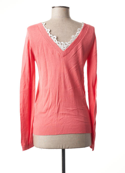 Pull finition bords-côtes manches longues rose I.CODE (By IKKS) femme