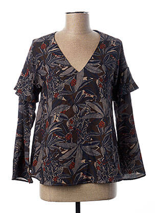Chemisier imprimé fantaisie manches longues bleu I.CODE (By IKKS) femme