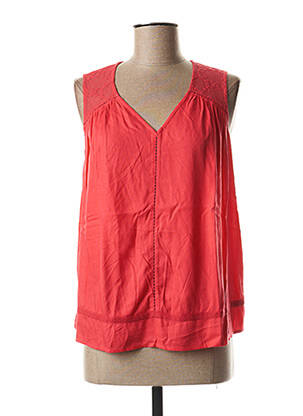 Top col v sans manche rouge I.CODE (By IKKS) femme