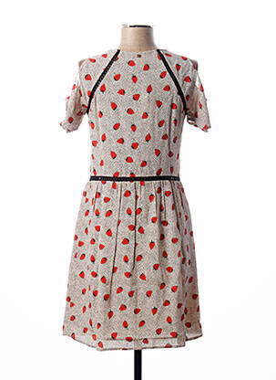 Robe mi-longue imprimé fantaisie beige I.CODE (By IKKS) femme