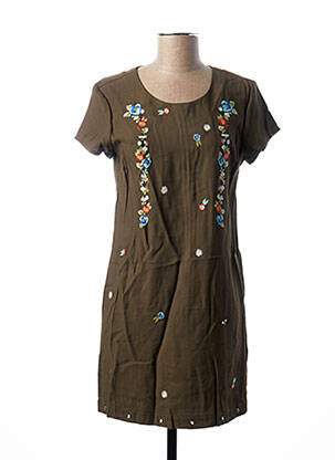 Robe courte fermeture zippée au dos manches courtes vert I.CODE (By IKKS) femme