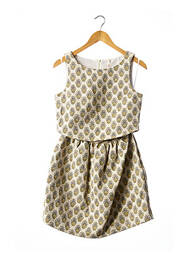 Robe courte fermeture zippée au dos sans manche jaune I.CODE (By IKKS) femme
