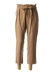 Pantalon 7/8 tissage popeline taille normale marron I.CODE (By IKKS) femme