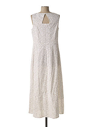 Robe mi-longue imprimé fleurs sans manche beige L'ATELIER D'ANNA femme