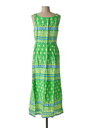 Robe mi-longue imprimé fantaisie sans manche vert JAC JAC femme