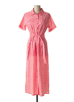 Robe mi-longue imprimé fantaisie manches courtes rouge AGATHE & LOUISE femme