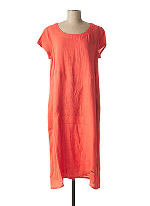 Robe mi-longue manches courtes manches courtes orange AGATHE & LOUISE femme