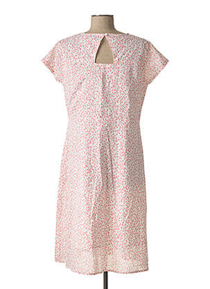 Robe mi-longue imprimé fleurs manches courtes orange L'ATELIER D'ANNA femme