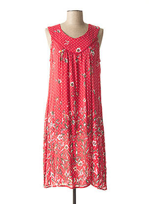 Robe mi-longue imprimé fleurs sans manche rouge AGATHE & LOUISE femme