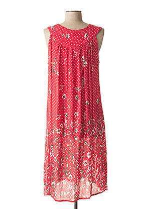 Robe mi-longue imprimé fleurs sans manche rouge AGATHE & LOUISE femme