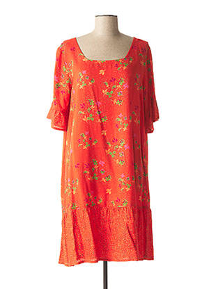 Robe mi-longue imprimé fleurs orange AGATHE & LOUISE femme