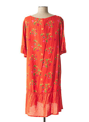 Robe mi-longue imprimé fleurs orange AGATHE & LOUISE femme