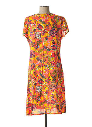Robe mi-longue imprimé fleurs manches courtes orange AGATHE & LOUISE femme