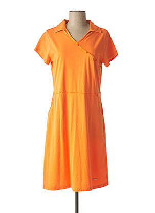 Robe mi-longue manches courtes manches courtes orange L'ATELIER D'ANNA femme