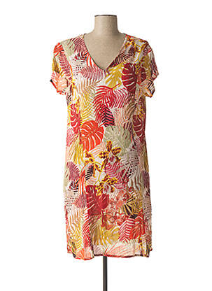 Robe mi-longue tissage crêpe orange L'ATELIER D'ANNA femme