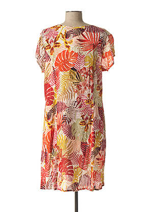 Robe mi-longue tissage crêpe orange L'ATELIER D'ANNA femme