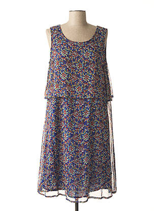 Robe mi-longue imprimé fleurs sans manche bleu AGATHE & LOUISE femme