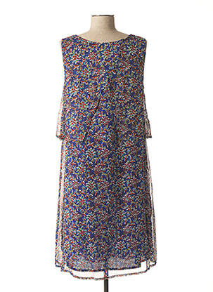 Robe mi-longue imprimé fleurs sans manche bleu AGATHE & LOUISE femme