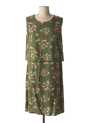 Robe mi-longue imprimé fleurs sans manche vert AGATHE & LOUISE femme