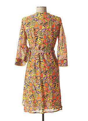 Robe mi-longue imprimé fleurs manches 3/4 orange AGATHE & LOUISE femme