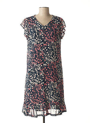 Robe mi-longue imprimé fleurs bleu AGATHE & LOUISE femme