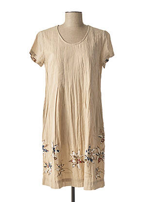 Robe mi-longue manches courtes manches courtes beige AGATHE & LOUISE femme