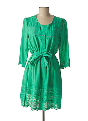 Robe mi-longue manches 3/4 manches 3/4 vert AGATHE & LOUISE femme