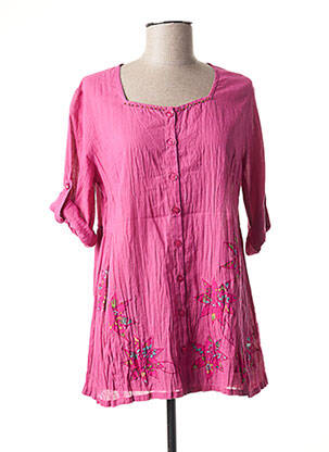 Tunique manches longues fermeture boutonnée sur le devant rose AGATHE & LOUISE femme