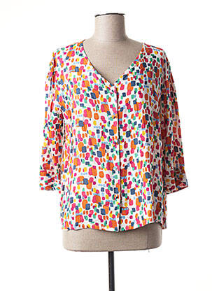 Chemisier tissage popeline manches 3/4 rouge AGATHE & LOUISE femme