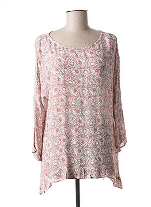 Blouse imprimé fleurs manches 3/4 rose L'ATELIER D'ANNA femme