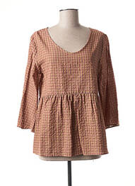 Blouse col rond manches 3/4 marron AGATHE & LOUISE femme